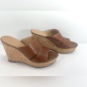 NWOB - Franco Sarto Sarti Open Toe Sandals With Cork Wedge Heel - Size 8M
